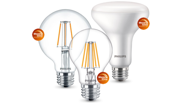 Philips WarmGlow LED lyspærer produktfamilie med WarmGlow